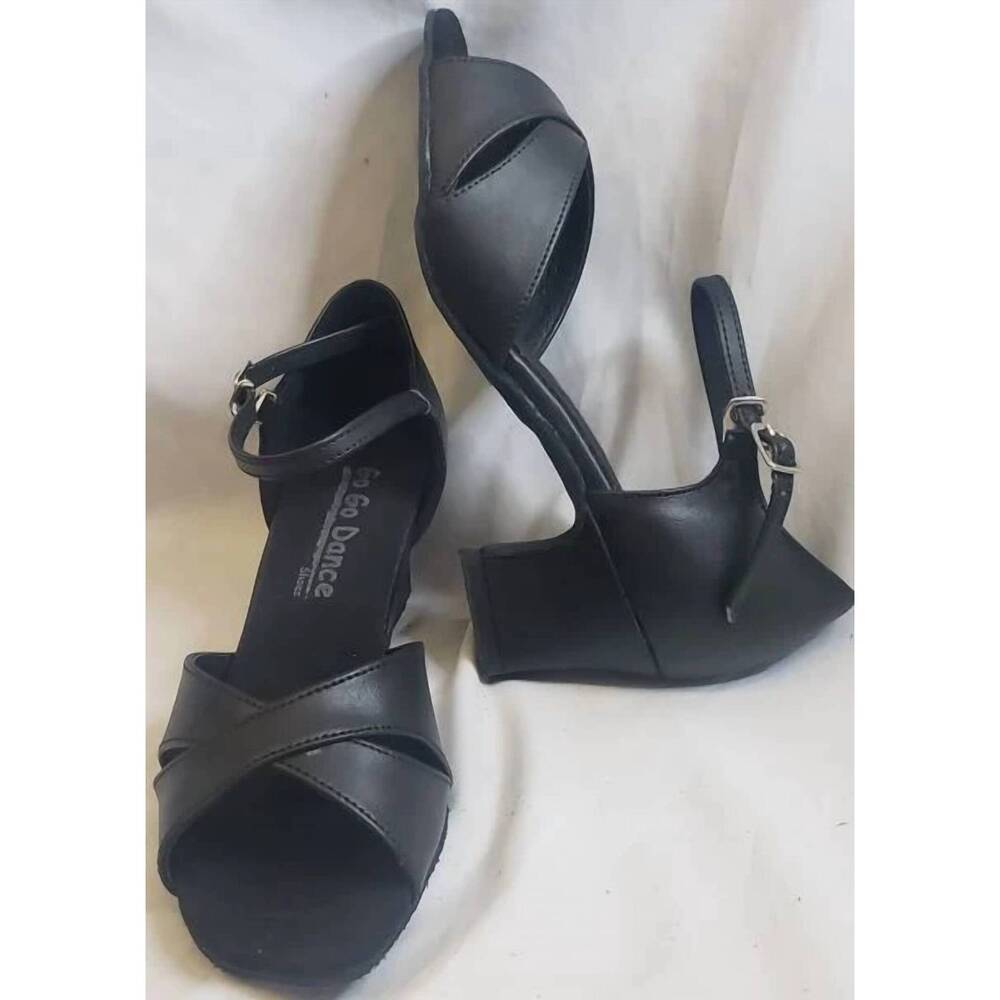 NEW GO GO DANCE women's pia 1.8" thick heel latin sandal in black
